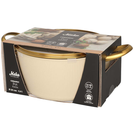 Béžový hliníkový hrnec 24 cm s poklicí, objem 4.4 L