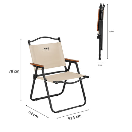 Béžová skládací židle, polyester 900D, železný rám