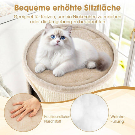 Beige Multi-Level Cat House with Sisal Scratching Pad