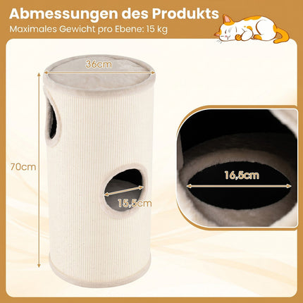 Beige Multi-Level Cat House with Sisal Scratching Pad