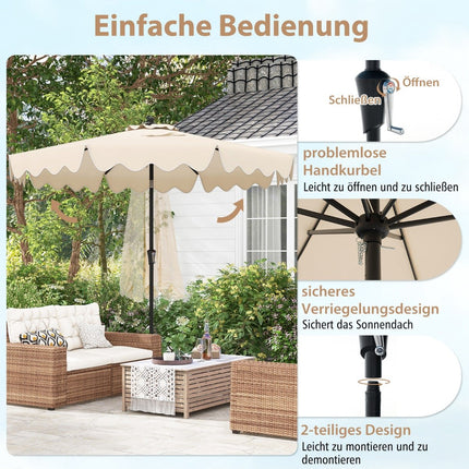 Beige Patio Umbrella with Crank, Tilt & Ventilation, 280 cm