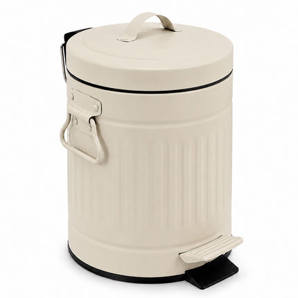 Beige Retro Bathroom Pedal Bin, 3L Capacity