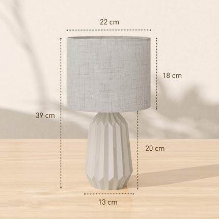Beige Table Lamp with Linen Shade, 22 x 39 cm, Vintage Style