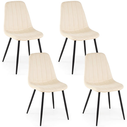 Beige Upholstered Dining Chairs, Set of 4 with Metal Legs