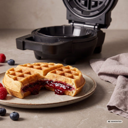 Belgian Filled Waffle Maker 700W with Flip Function, 16 cm, Non-Stick, PFAS Free