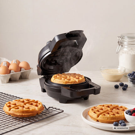 Belgian Filled Waffle Maker 700W with Flip Function, 16 cm, Non-Stick, PFAS Free