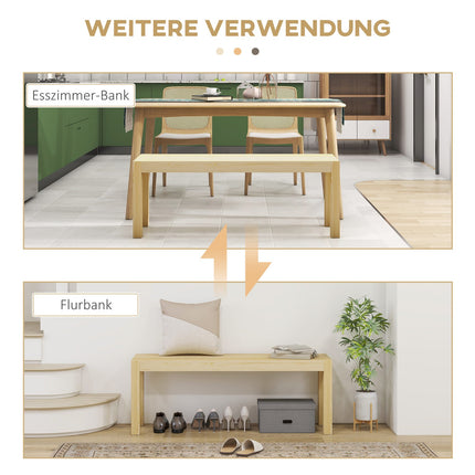2-seater dining bench in pine, 120x33x45 cm, capacity 240 kg