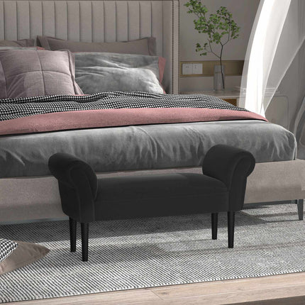 Černá čalouněná lavice do ložnice - MDF a pěna, 102x31x51 cm