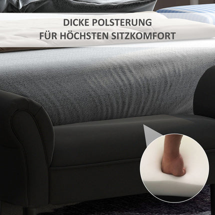 Černá čalouněná lavice do ložnice - MDF a pěna, 102x31x51 cm