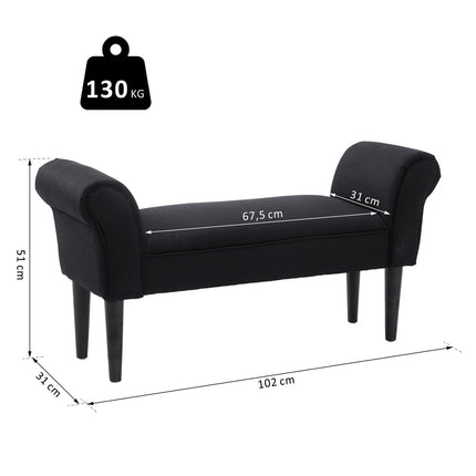 Černá čalouněná lavice do ložnice - MDF a pěna, 102x31x51 cm