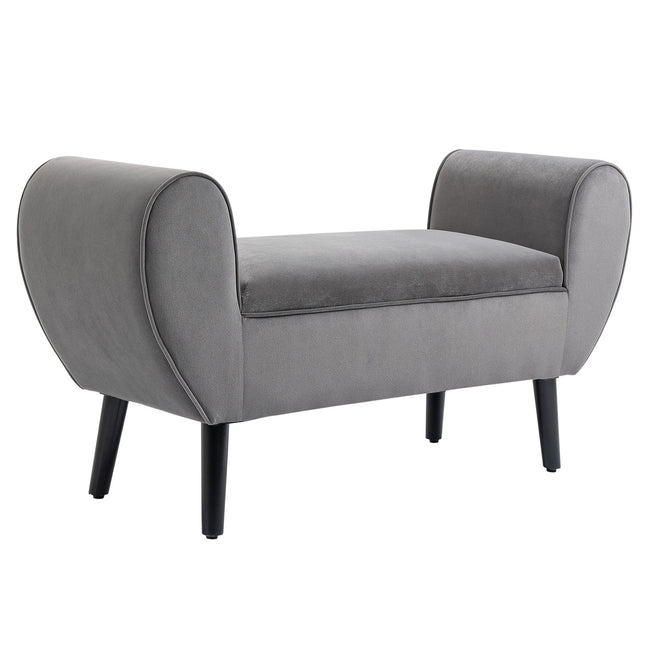 Gray Modern Storage Bench - Velvet, 118x42x66 cm