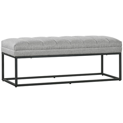 Čalouněná lavice k posteli, světle šedý len, 120x44x45.5 cm, nosnost 200 kg