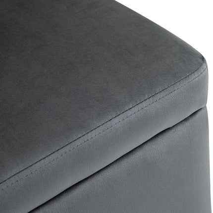 Čalouněná úložná lavice, tmavě šedý textil, 100x40x42 cm
