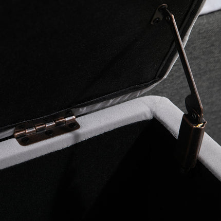 Čalouněná úložná lavice - světle šedý textil, 100x40x42 cm