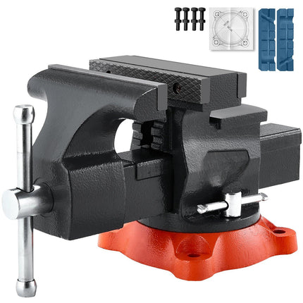 Bench Vise, 5.5 in Jaws, 360 Swivel Base, Ductile Iron