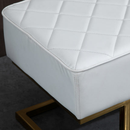 Lavice z umělé kůže bílo-zlatá – 120x43x42 cm