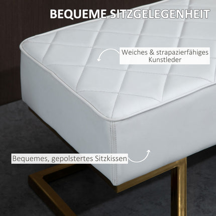 Lavice z umělé kůže bílo-zlatá – 120x43x42 cm