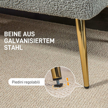 Čalouněná šedá lavice s prošívanými knoflíky, 112x41x46 cm