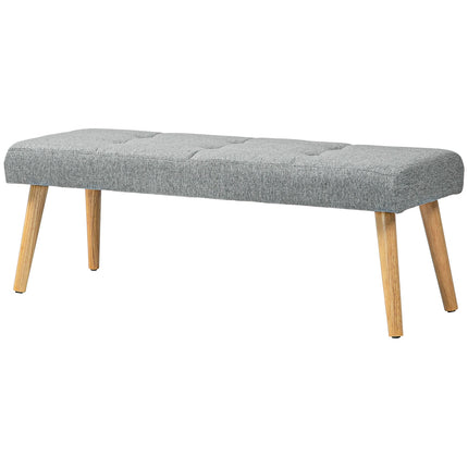 Šedá čalouněná lavice s knoflíkovým prošíváním, 120x41x43 cm