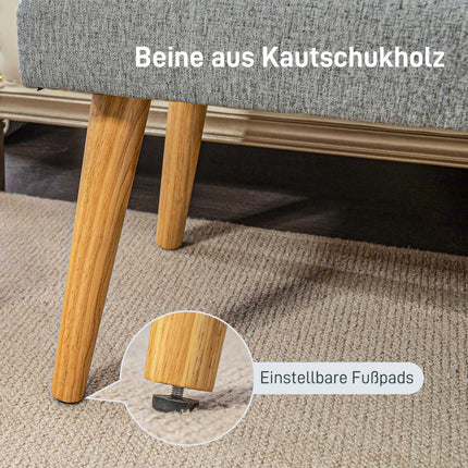 Šedá čalouněná lavice s knoflíkovým prošíváním, 120x41x43 cm