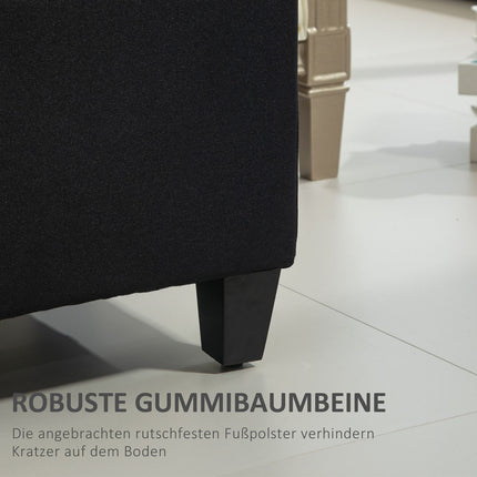 Černá čalouněná lavice s úložným prostorem - 100x40x44 cm, polyester s efektem lnu