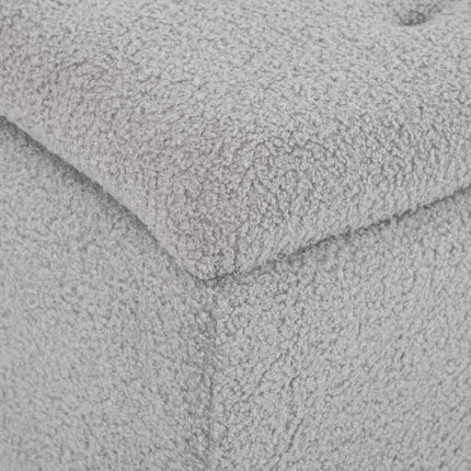 Šedá čalouněná úložná lavice s výklopným víkem, 95 x 38 x 45 cm