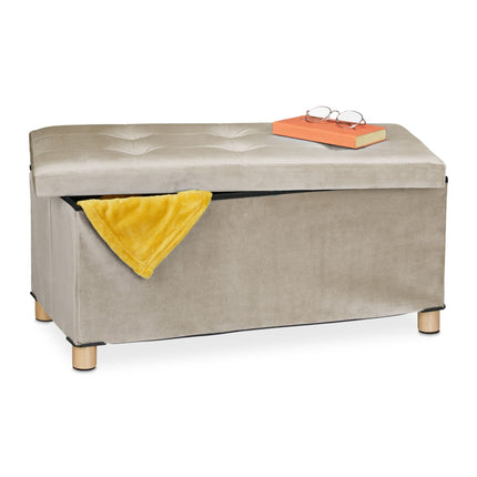 Bench with velvet cover and wooden feet