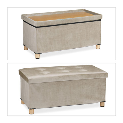 Bench with velvet cover and wooden feet