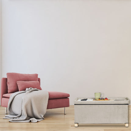 Bench with velvet cover and wooden feet