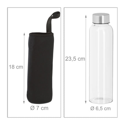 Skleněná láhev na nápoje 500 ml, sada 6 ks