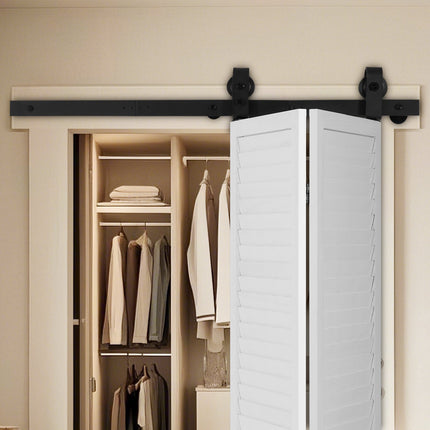 Bi-Folding Barn Door Track Kit, 40 In Top Mount, 330 Lb