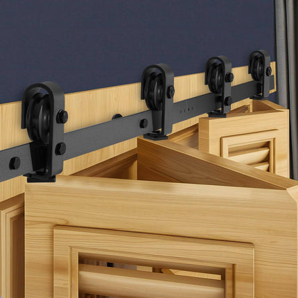 Bi-Folding Barn Door Track Kit, 52 In Top Mount, 330 Lb; 4 Door