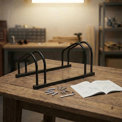 Bicycle Rack, Floor or Wall Mount – Steel, Up to 65 mm Tires