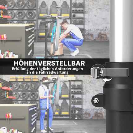Bicycle repair stand, foldable & 360° rotatable for all bicycles