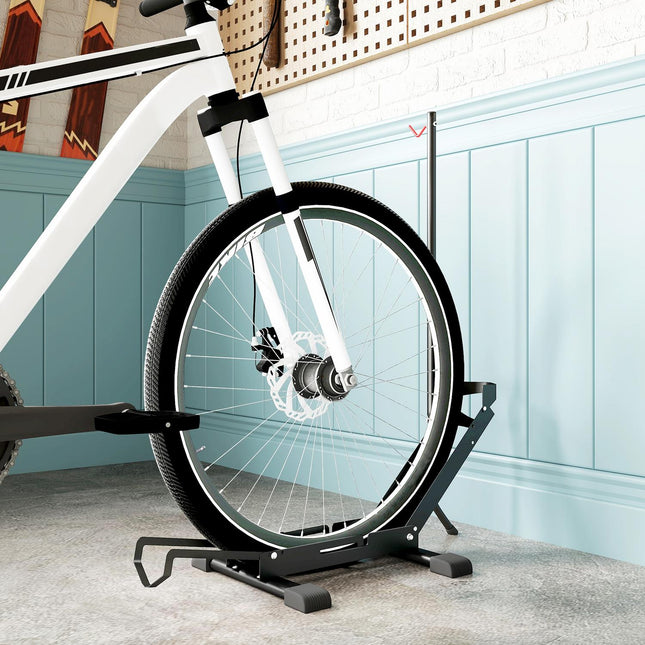 Bicycle stand for bicycles steel bicycle holder with 80 mm tire width 75 x 41 x 81H cm black