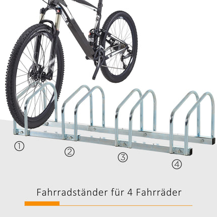 Weatherproof bike rack for 4 bikes, floor/wall mount