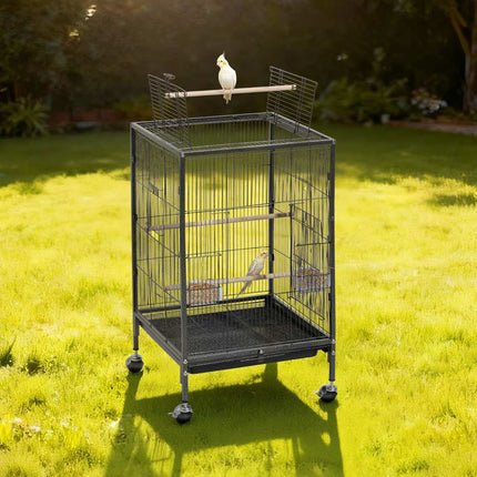 Bird Flight Cage 18x18x30 in, Open Top, Rolling Tray