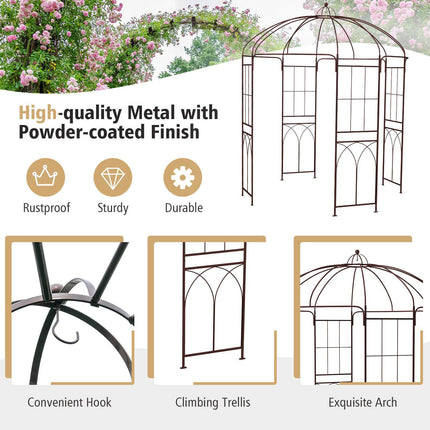 Zahradní pergola ve tvaru ptačí klece, kovový oblouk 8.4 Ft s kotvami
