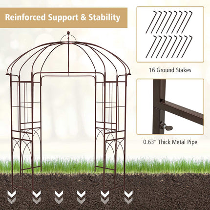 Zahradní pergola ve tvaru ptačí klece, kovový oblouk 8.4 Ft s kotvami