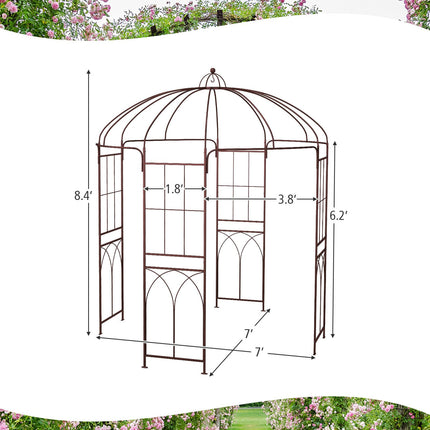 Zahradní pergola ve tvaru ptačí klece, kovový oblouk 8.4 Ft s kotvami