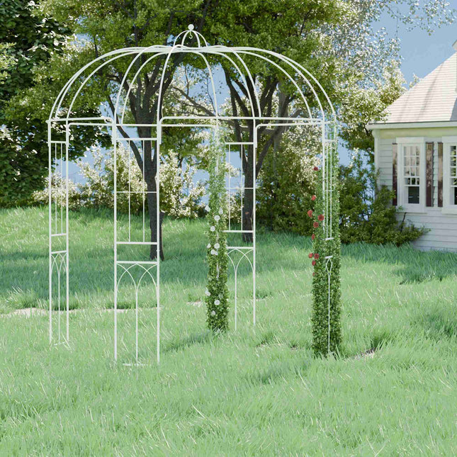 Kovová zahradní pergola ve tvaru ptačí klece – romantický altán