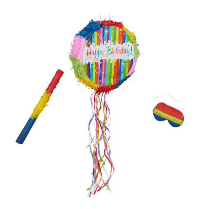 Narozeninová sada piñata s tyčí a maskou