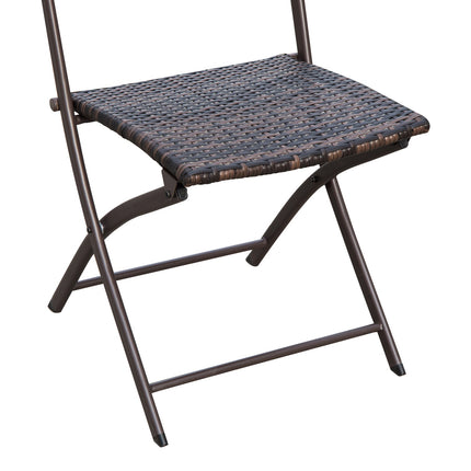 Třídílný skládací bistro set z polyratanu na balkon – hnědý