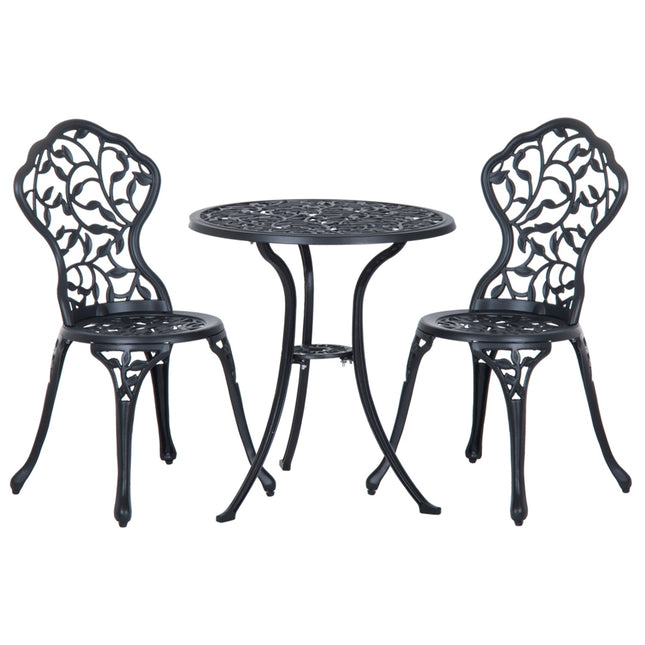 Černý bistro set - balkonový stůl a židle pro 2 osoby