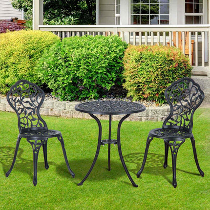 Černý bistro set - balkonový stůl a židle pro 2 osoby