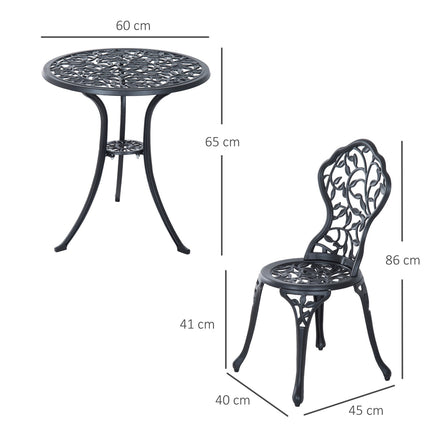 Černý bistro set - balkonový stůl a židle pro 2 osoby