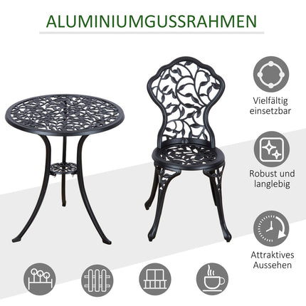 Černý bistro set - balkonový stůl a židle pro 2 osoby