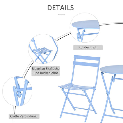 Bistro set pro 2 – světle modrá, venkovní nábytek