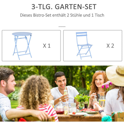 Bistro set pro 2 – světle modrá, venkovní nábytek