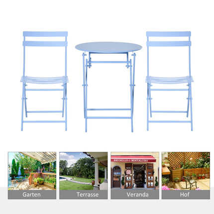 Bistro set pro 2 – světle modrá, venkovní nábytek